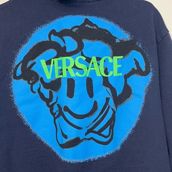 Versace Navy Blue Graphic Zip Sweatshirt Sz 8A 128 cm - Picture 3 of 16